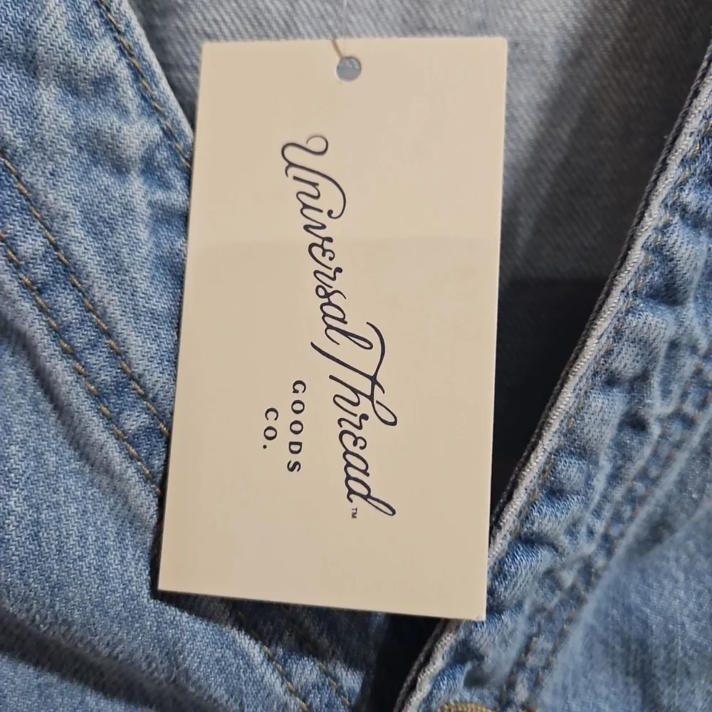 Universal Thread Light Blue Denim Cropped Jumpsuit - Picture 2 of 3